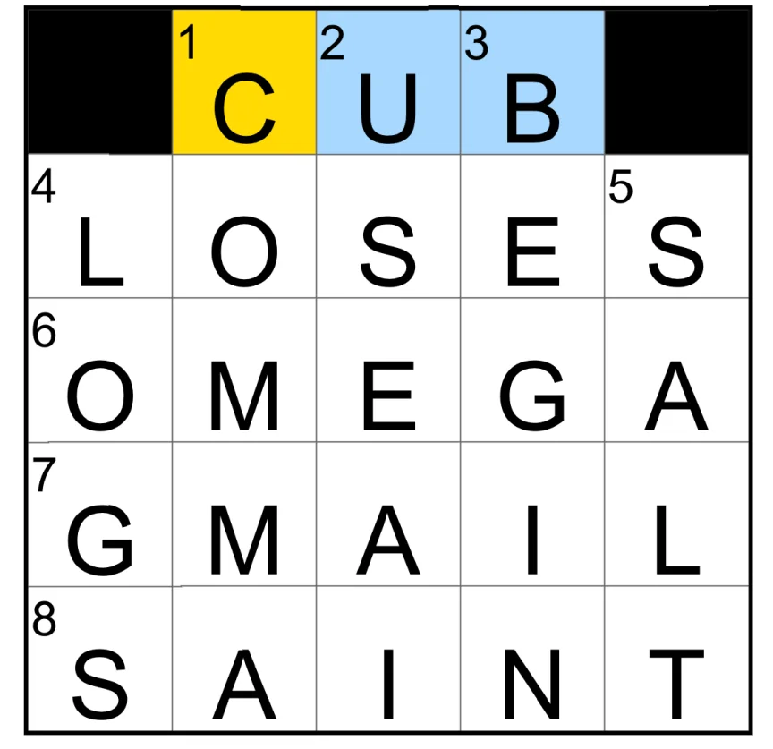 The completed NYT Mini Crossword puzzle for Oct. 5, 2026.