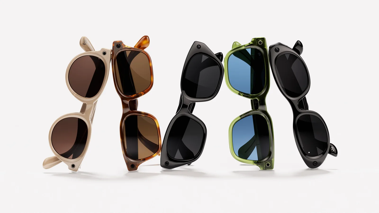 A row of Meta Glasses in different styles