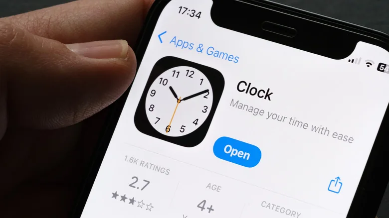The Clock app on an iPhone, showing its second hand