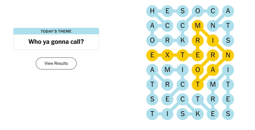 The completed NYT Strands puzzle for Oct. 27, 2026.