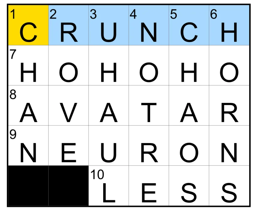 The completed NYT Mini Crossword puzzle for Oct. 26, 2026.