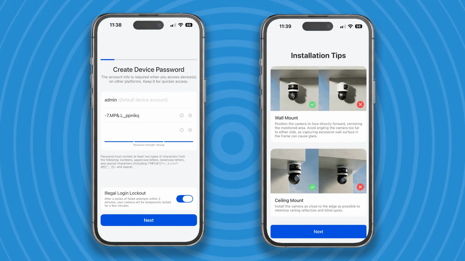 Reolink Omvi 3i security camera installation in app