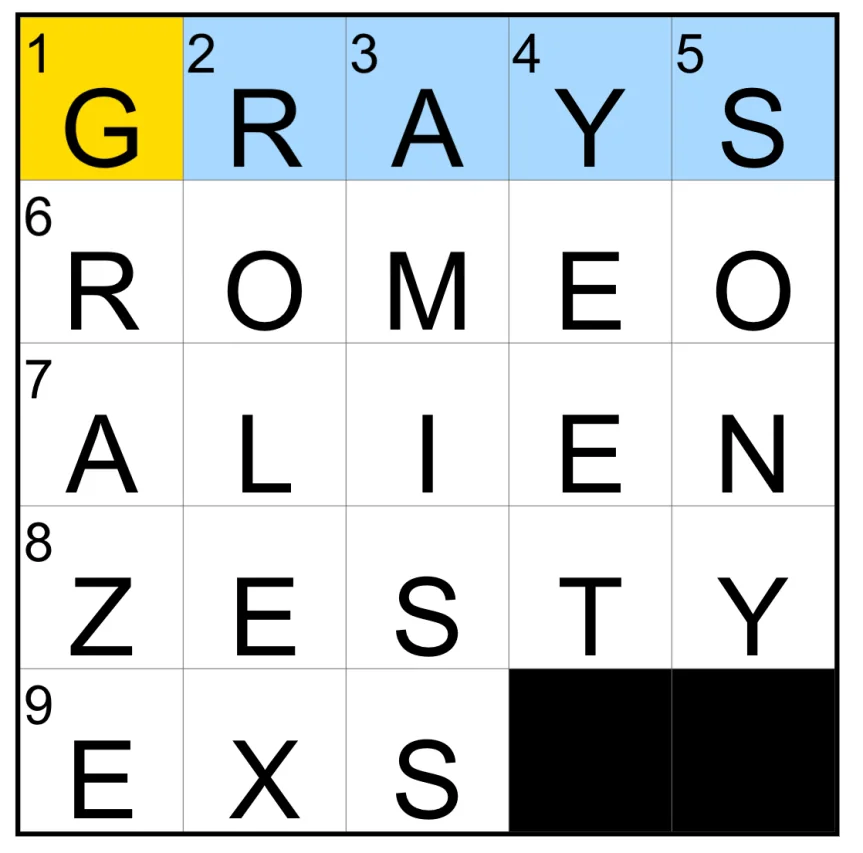 The completed NYT Mini Crossword puzzle for Oct. 15, 2026.
