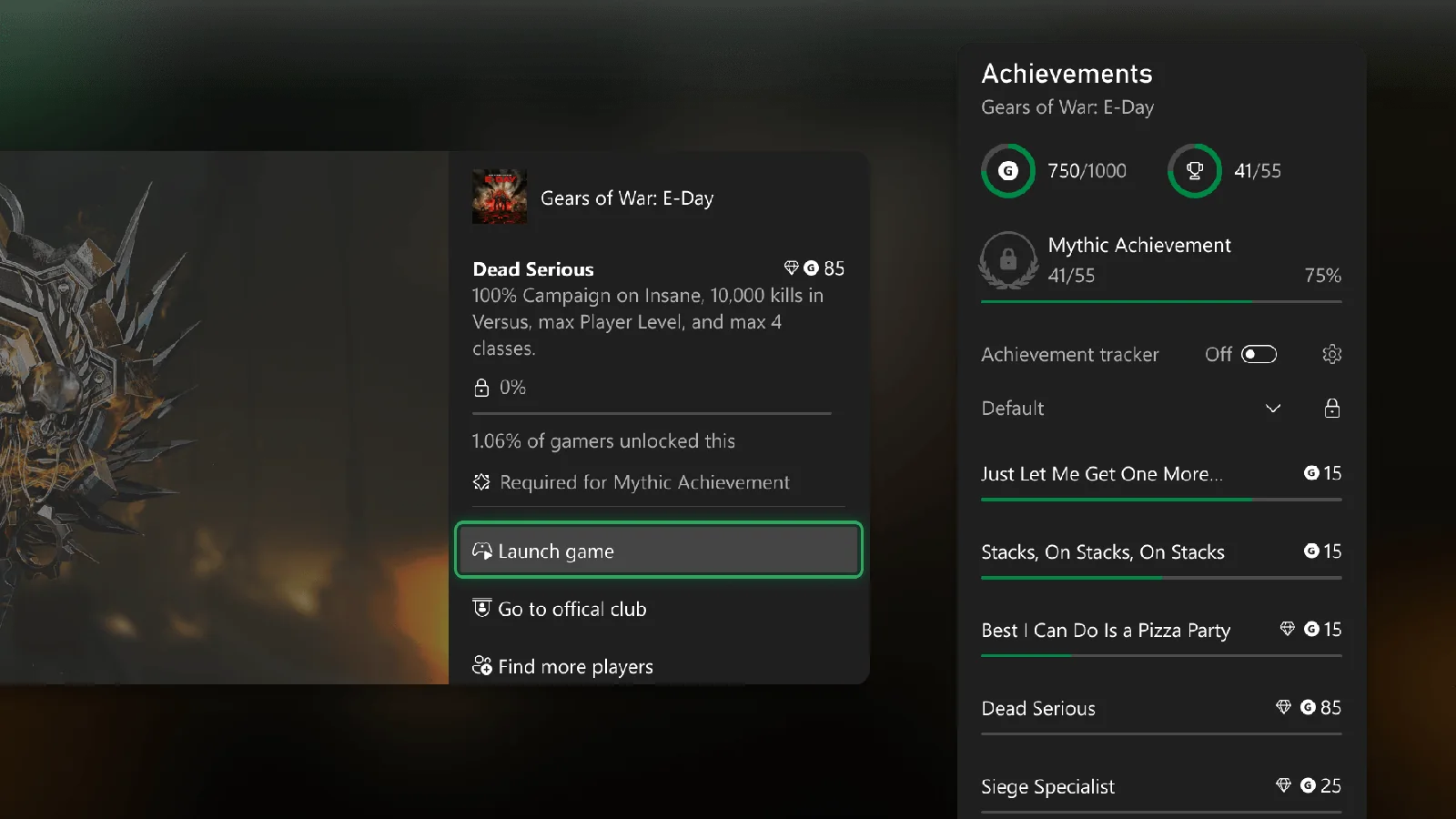 You’ll be able to track Mythic Achievements easily from the Xbox dashboard.