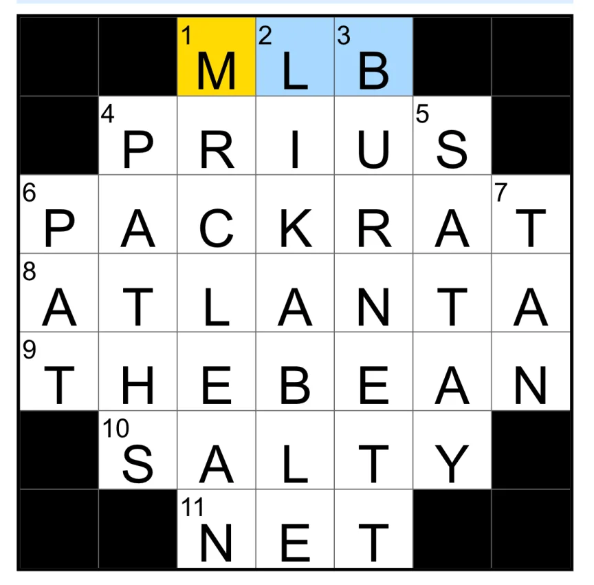 The completed NYT Mini Crossword puzzle for Oct. 24, 2026.