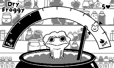 A gif of the Playdate game Soggy Froggy.
