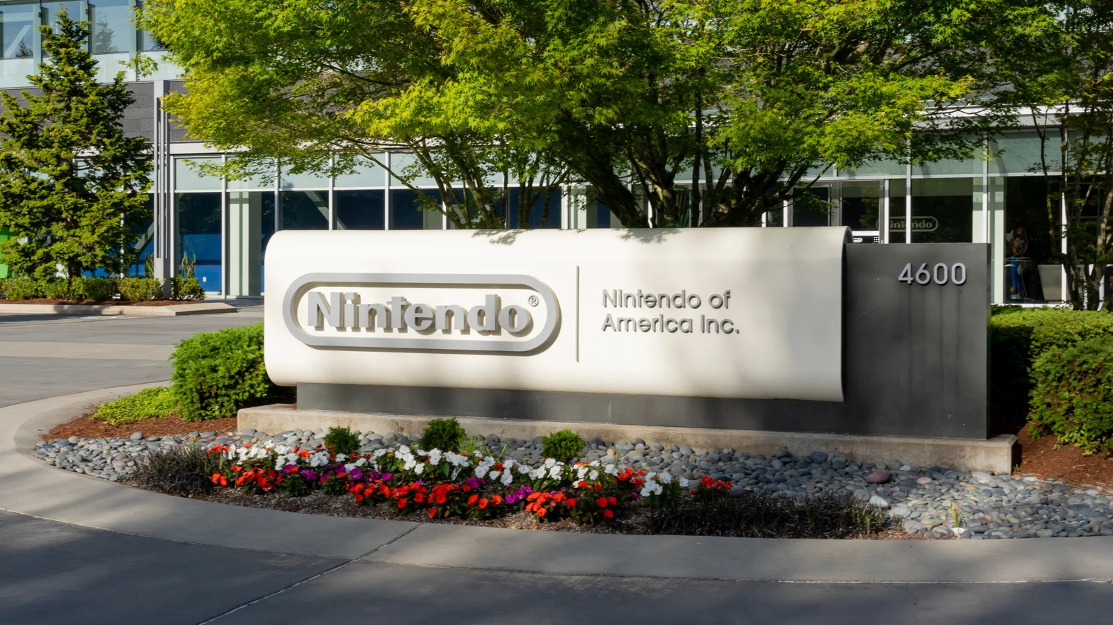 Photo of the sign outside the Nintendo of America office building in Washington state.