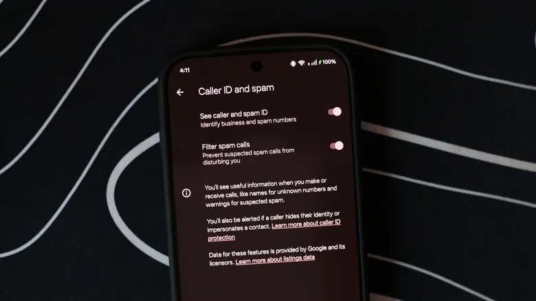 Call filtering options on Android.