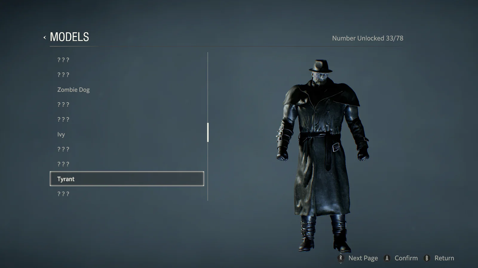 Tyrant model on display in Resident Evil 2 remake on Nintendo Switch 2