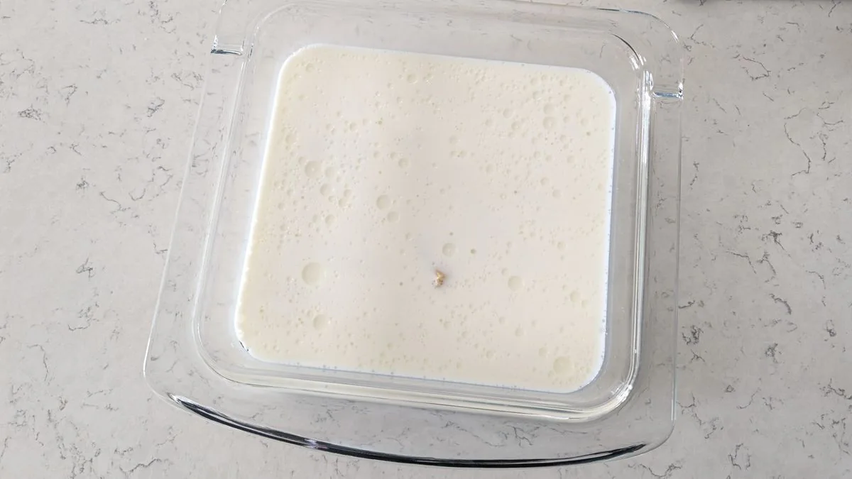 Mac and cheese ready to be cooked using Ninja Crispi Microwave