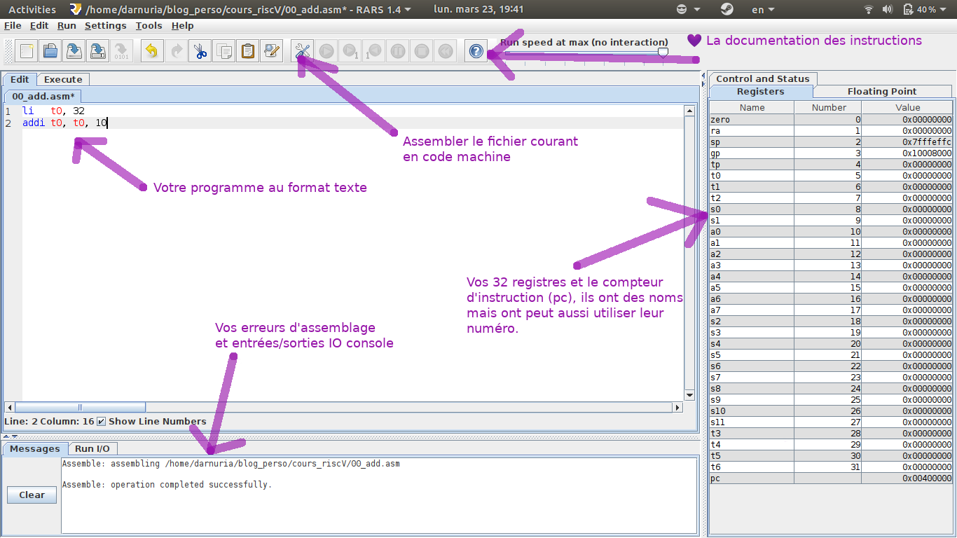 Interface d'edition de notre programme