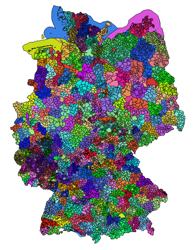 Verwaltungsgebiete - Screenshot aus QGIS