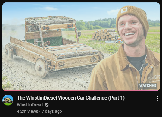 Screenshot showing a YouTube thumbnail with a blue overlay and WATCHED badge