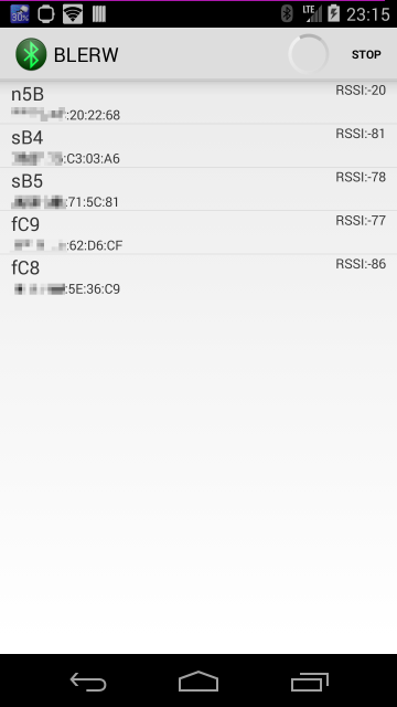 Figure 1 ScanActivity for BLE Scan