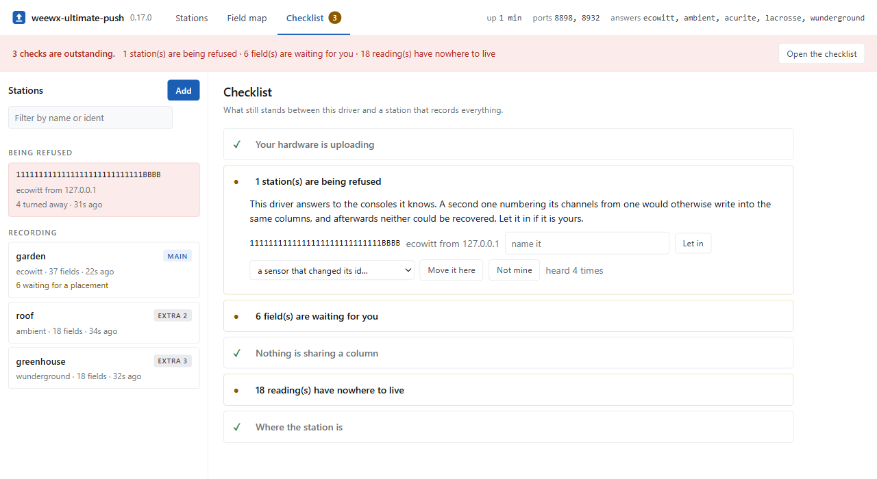 The checklist, with what is still outstanding