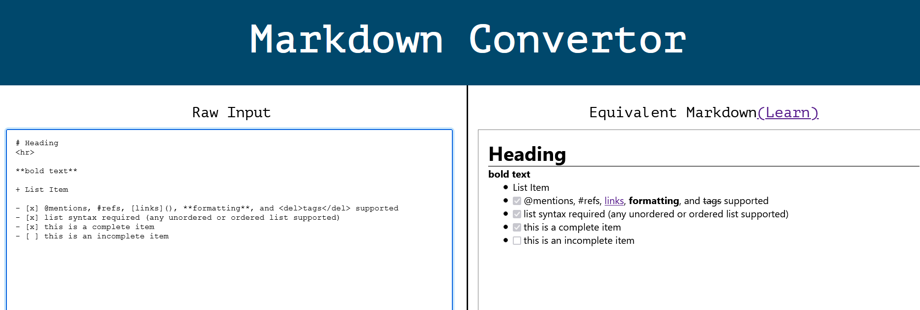 GitHub - himanshu2454/MarkdownConvertor: A basic markdown convertor ...