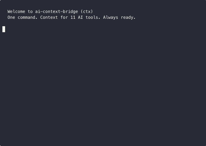 ctx init demo — initializing AI context bridge in a project