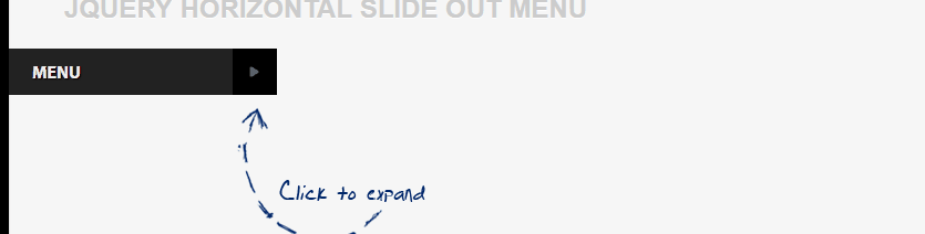 Horizontal slide out menu