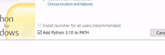 Check Add python to PATH