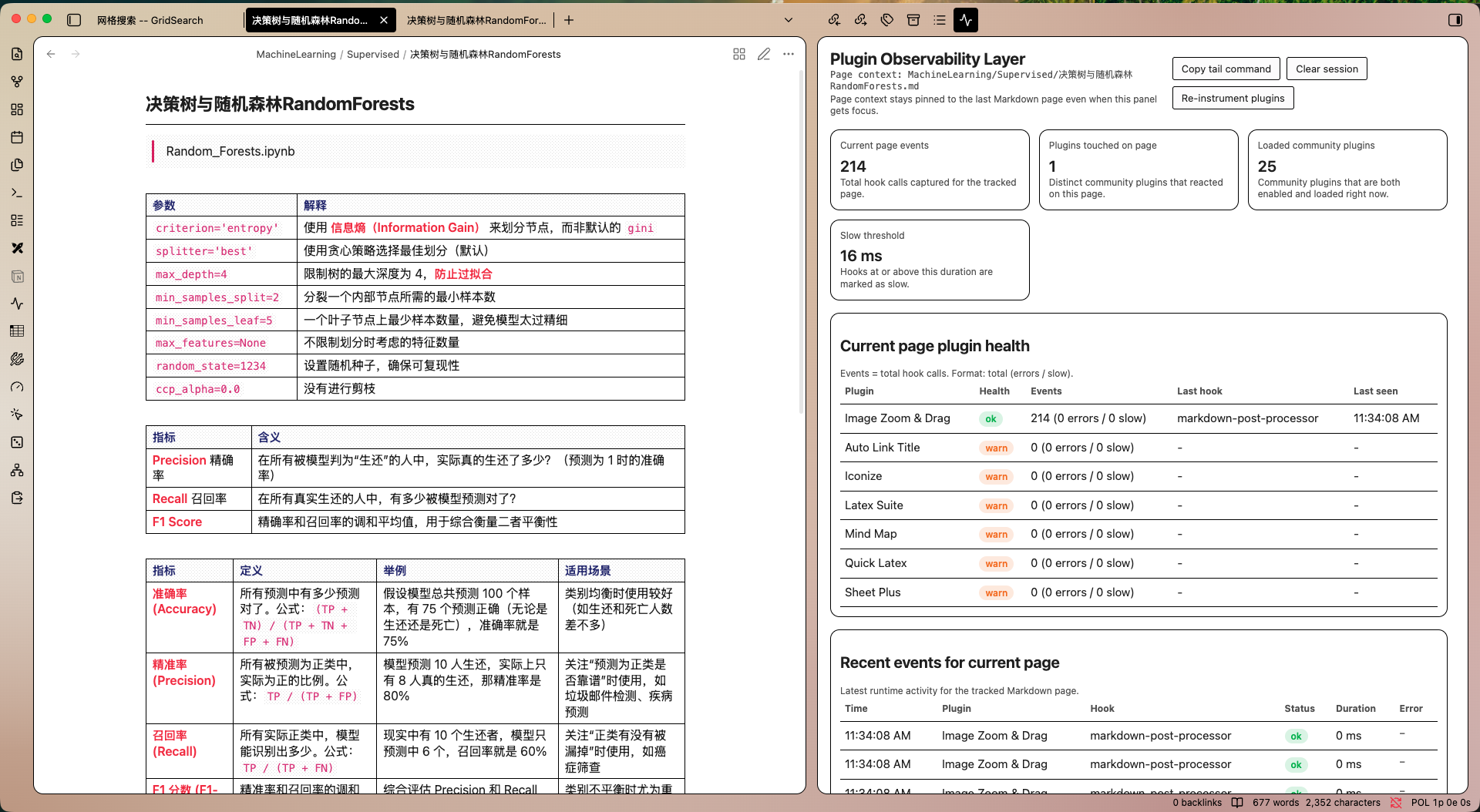 Plugin Observability Layer on a RandomForests note