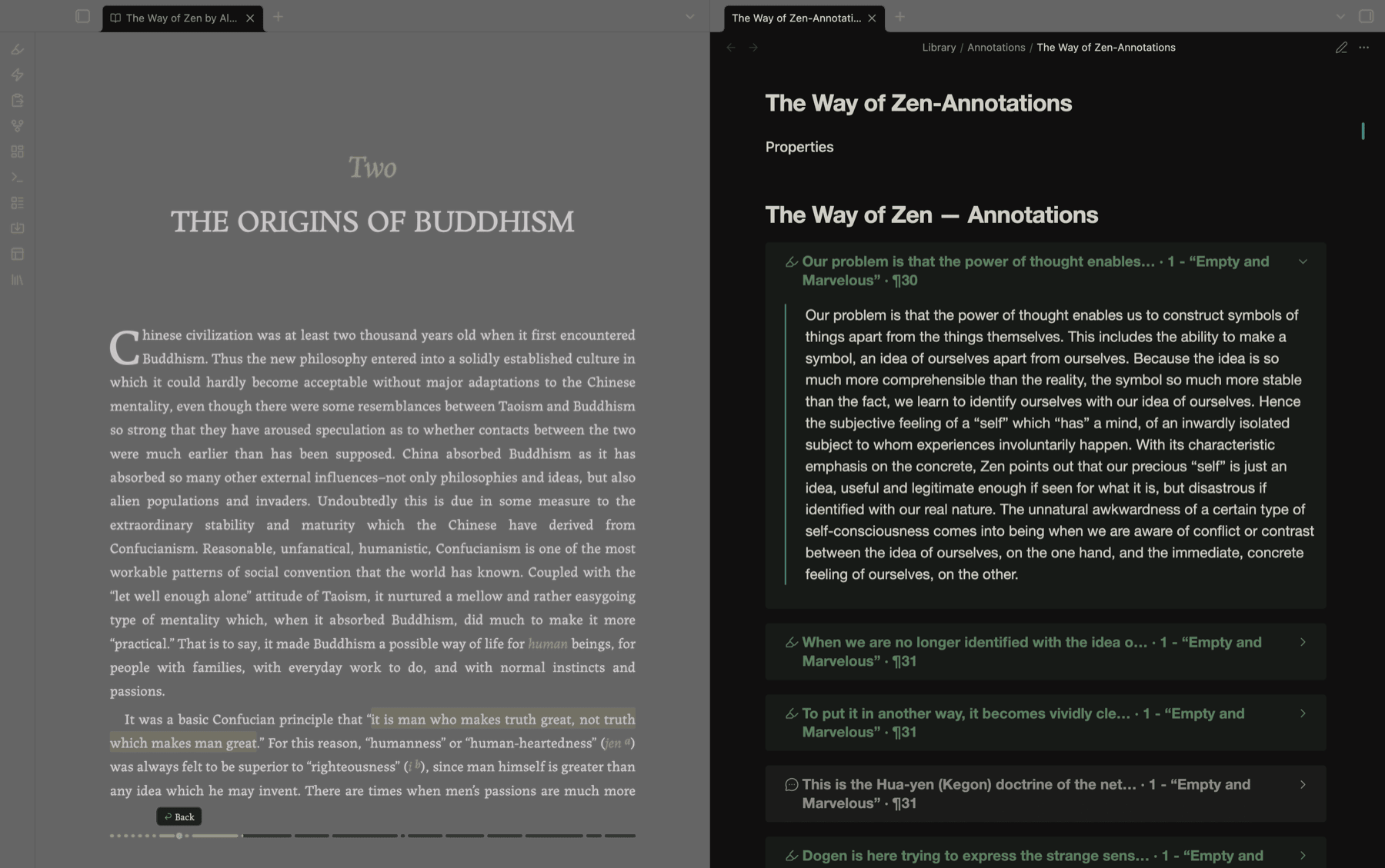 A book and its companion note side by side