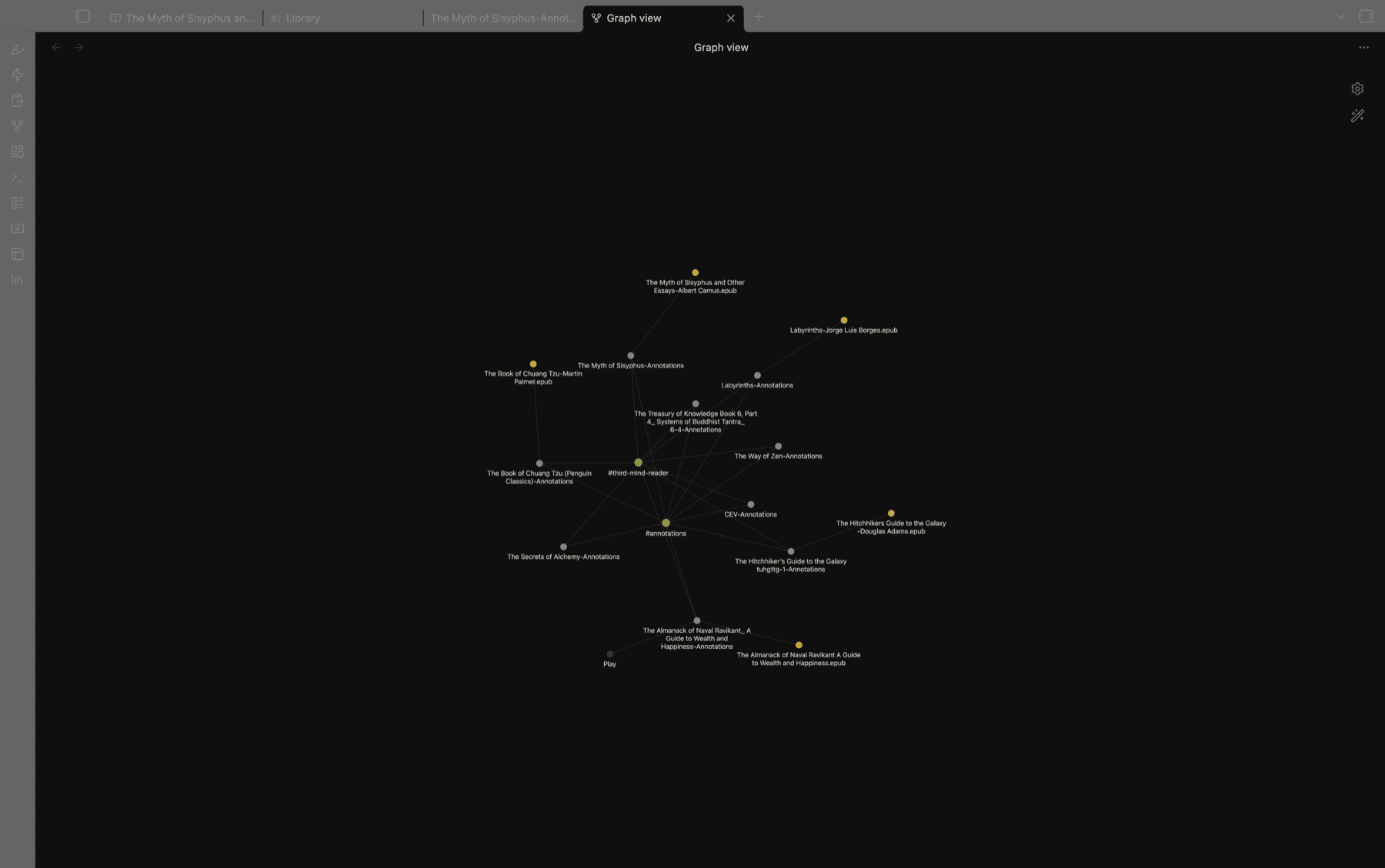 Companion notes linked to their books in graph view