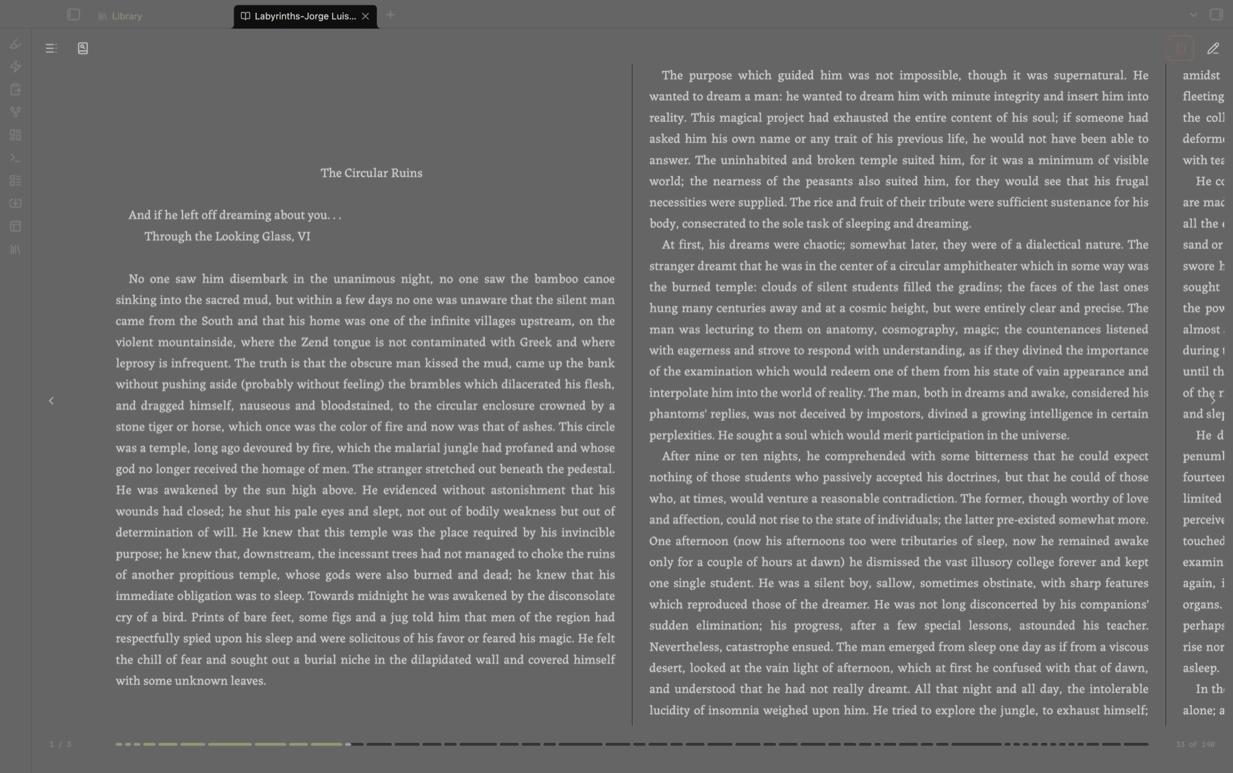 Setting a bookmark from the reader toolbar