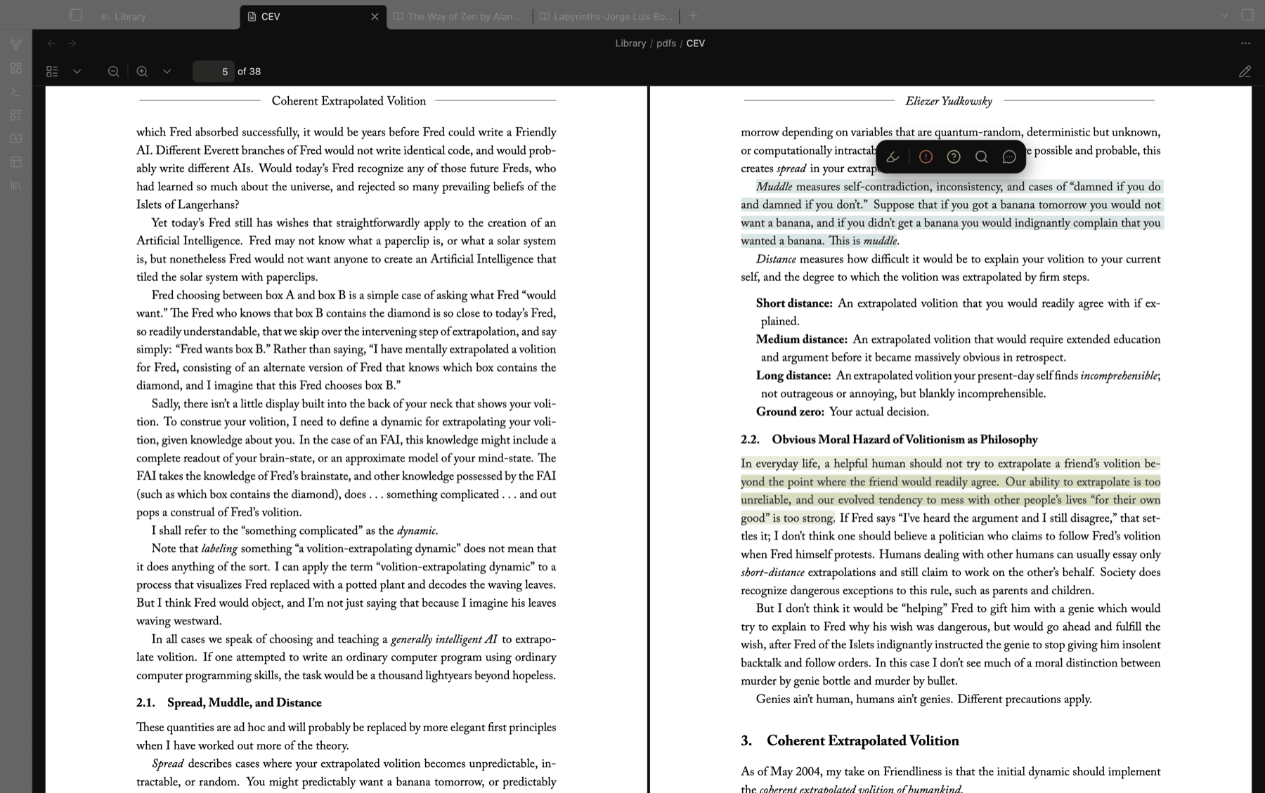 The Gloss toolbar over a selection in a PDF