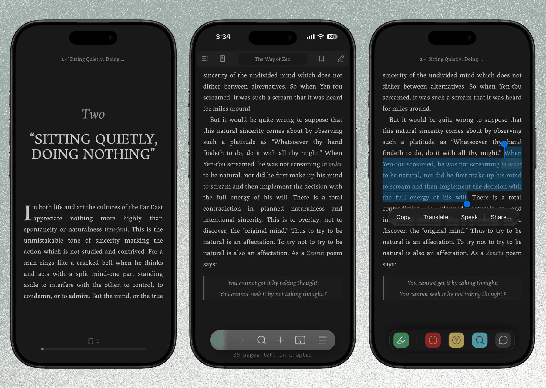 The reader on a phone