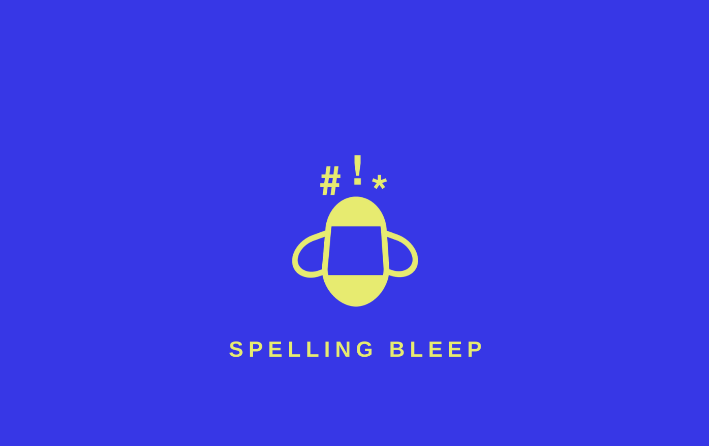 Spelling bleep logo on a blue field