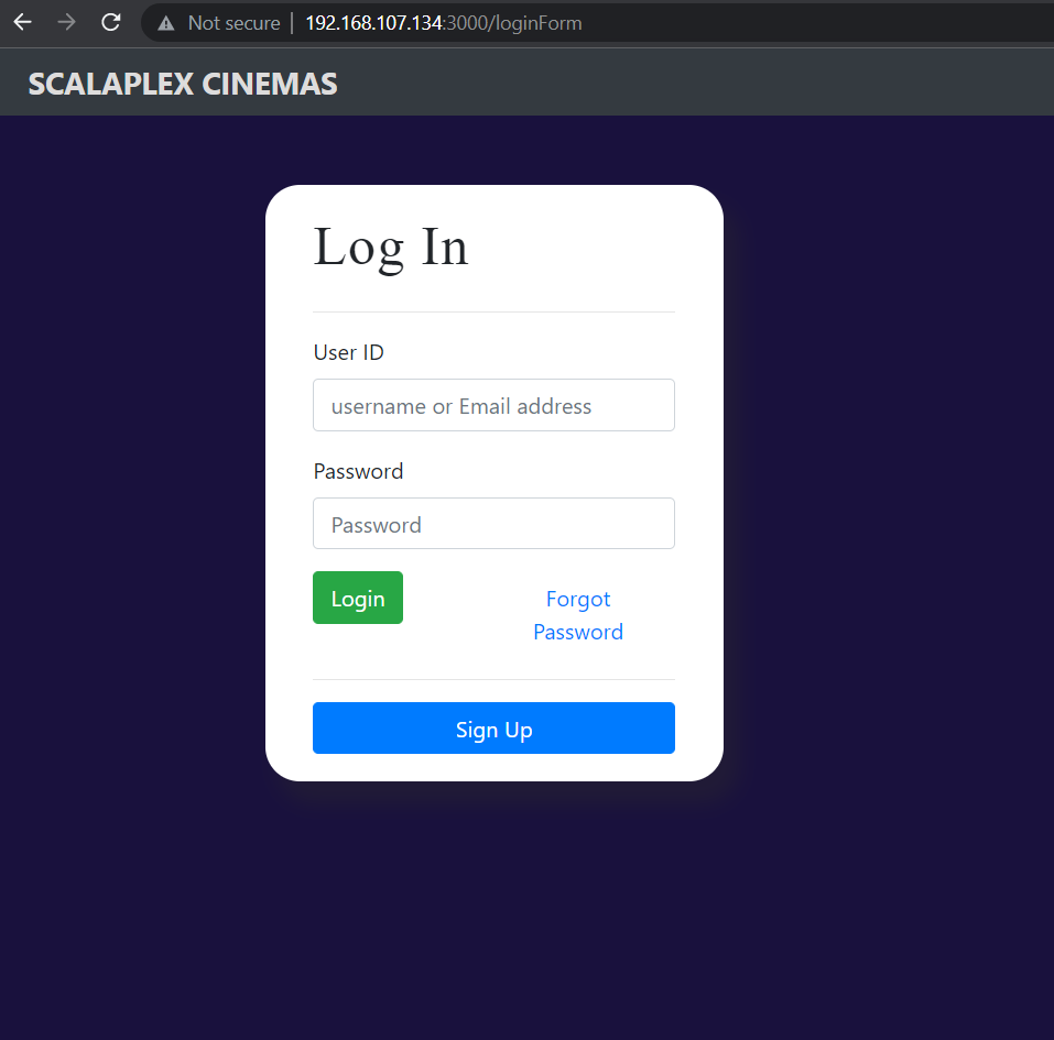 5.8 Scalaplex is running on 192.168.107.134 on 3000 port