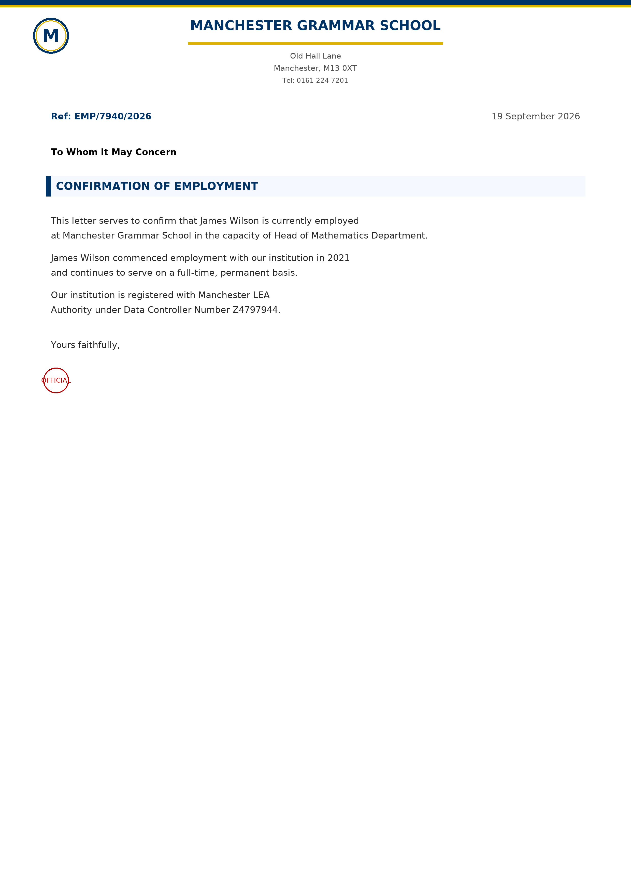 UK letter