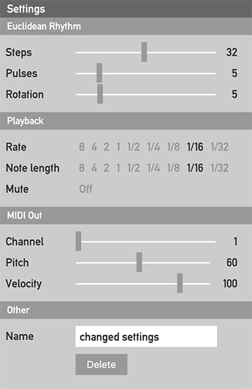 The Euclidean settings editor The Euclidean settings editor