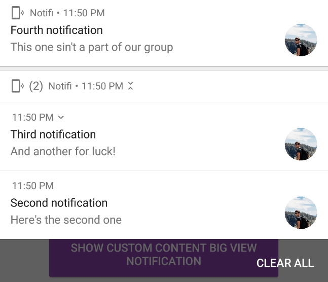 Bundled Notifications with Actions