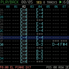 PLAYBACK: a song's 8 tracks scrolling as they play
