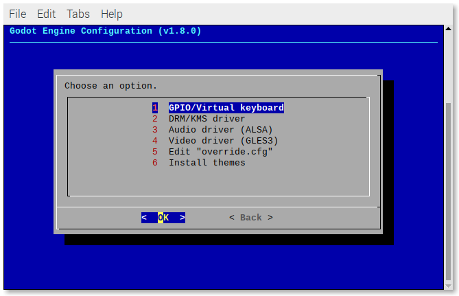 GPIO/Virtual keyboard dialog