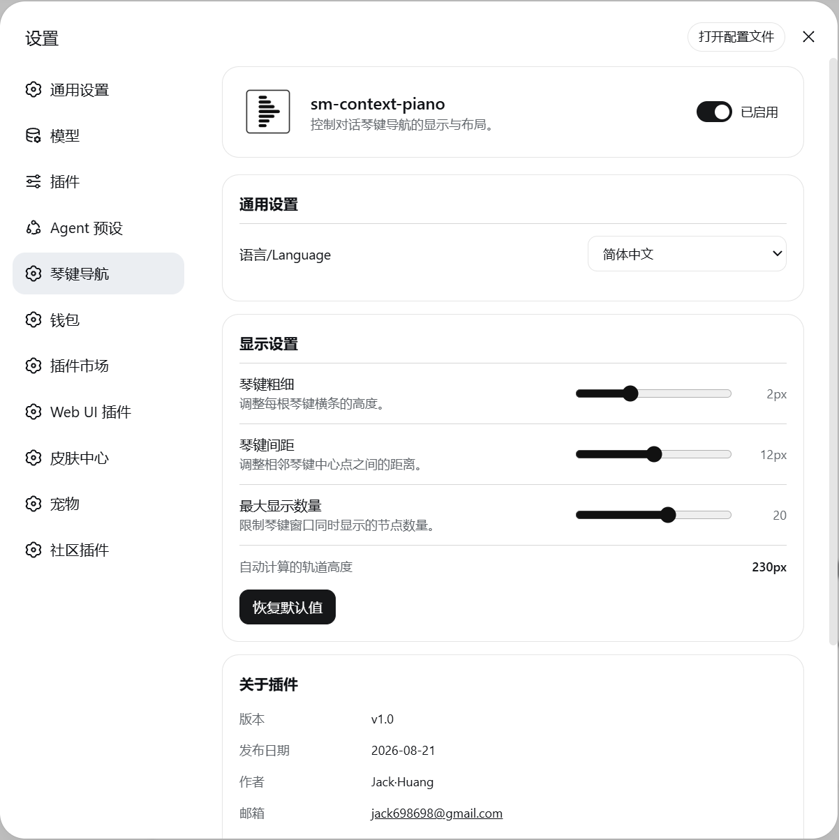 中文插件设置与显示控制