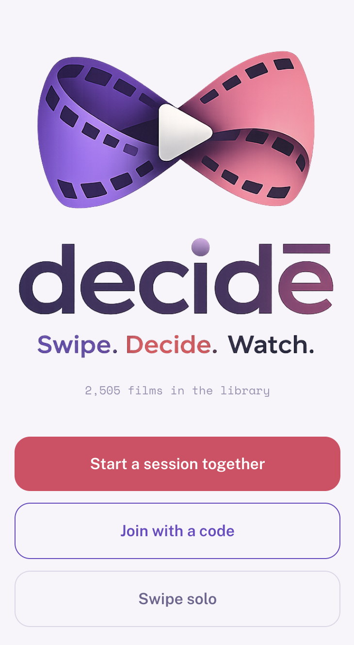 decide running on a phone — swiping a film card