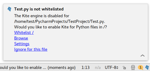 Whitelisting message for a file not yet whitelisted