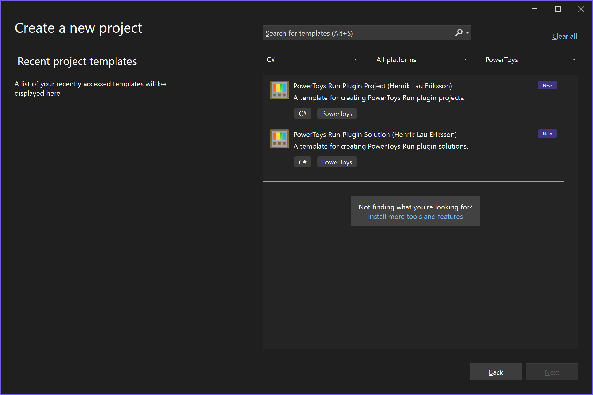 Visual Studio - Create a new project