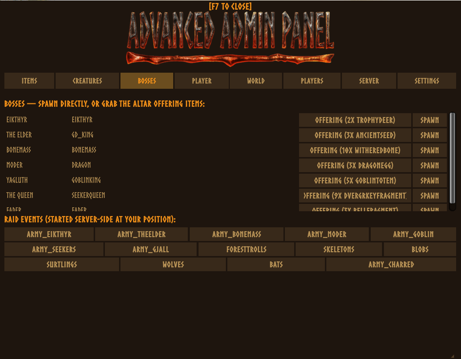 Bosses tab