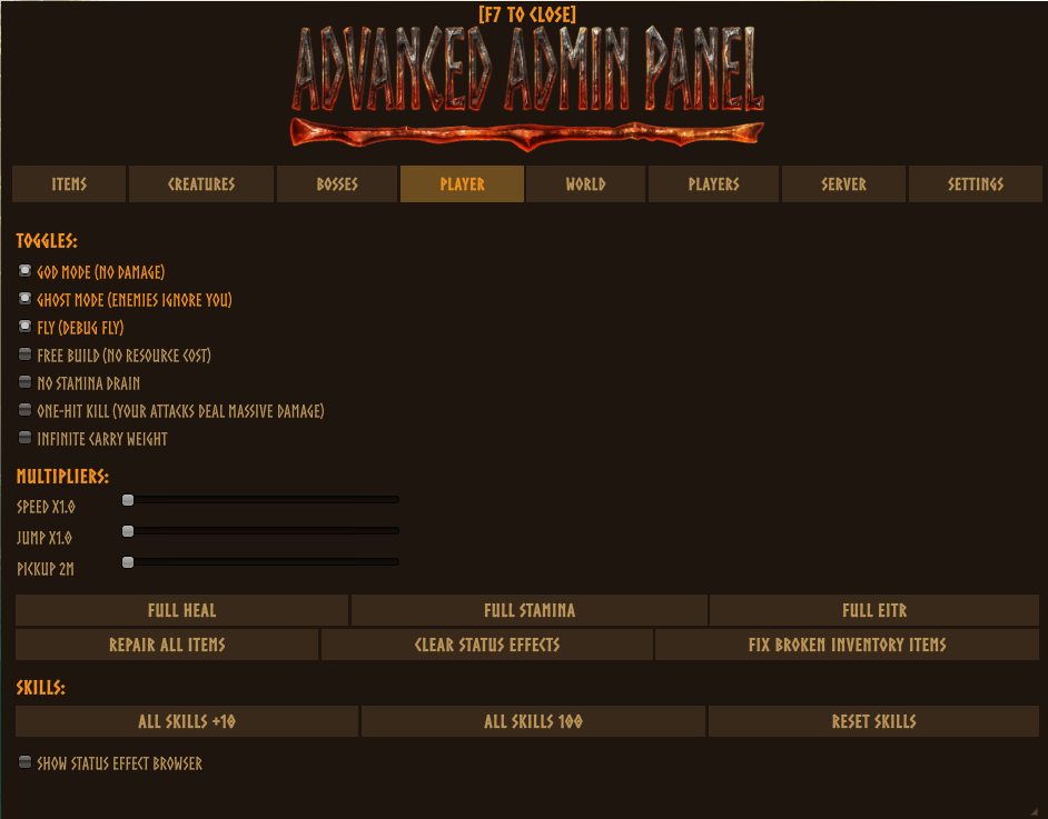 Player tab