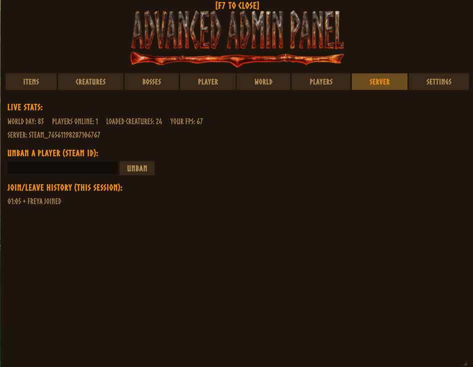 Server tab