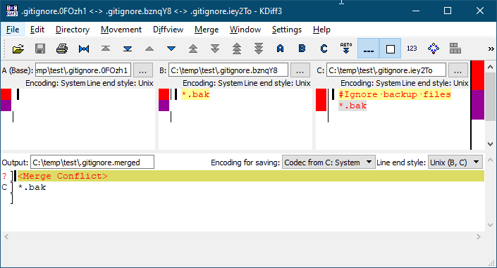 KDiff3 screenshot, initial
