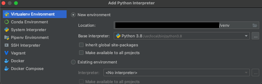 Python Interpreter Setting Example