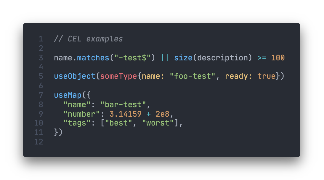 CEL syntax highlighting