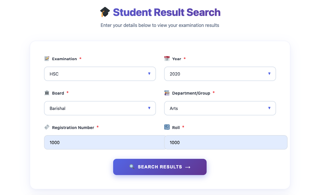 Institution header on result sheet