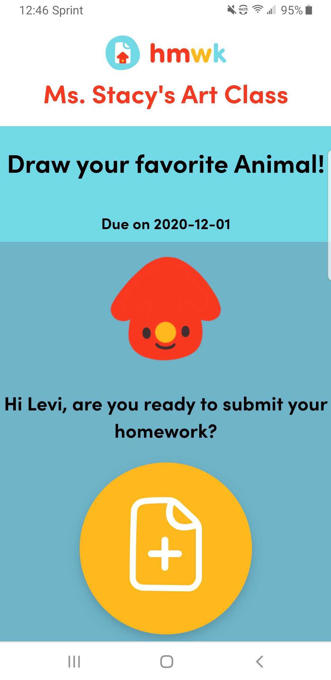 Student get to this screen when they click their unique link