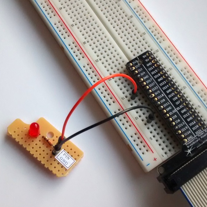 Angeschlossene LED (Diode) am Raspberry Pi