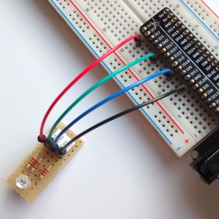 Angeschlossene RGB-LED am Raspberry Pi